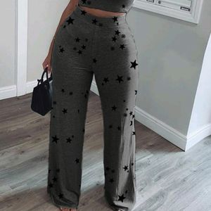 High rise wide leg pants
